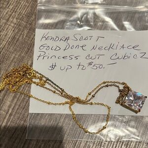 Kendra Scott Gold Necklace with Clear Gemstone